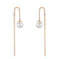Boucles d'oreilles pendantes Or rouge 18K perle Akoya, 2 Perles 6-6.5 mm