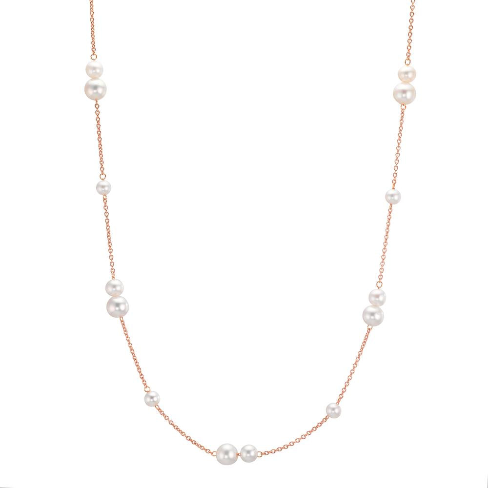 Collier Or rouge 18K perle d'eau douce, 23 Perles 3-5 mm 41.5-44 cm