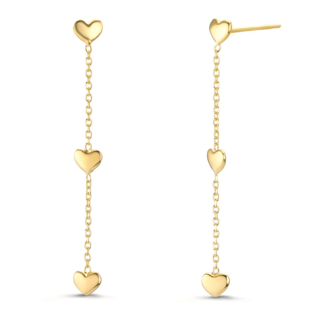 Pendant d'oreilles Argent jaune Plaqué or Coeur