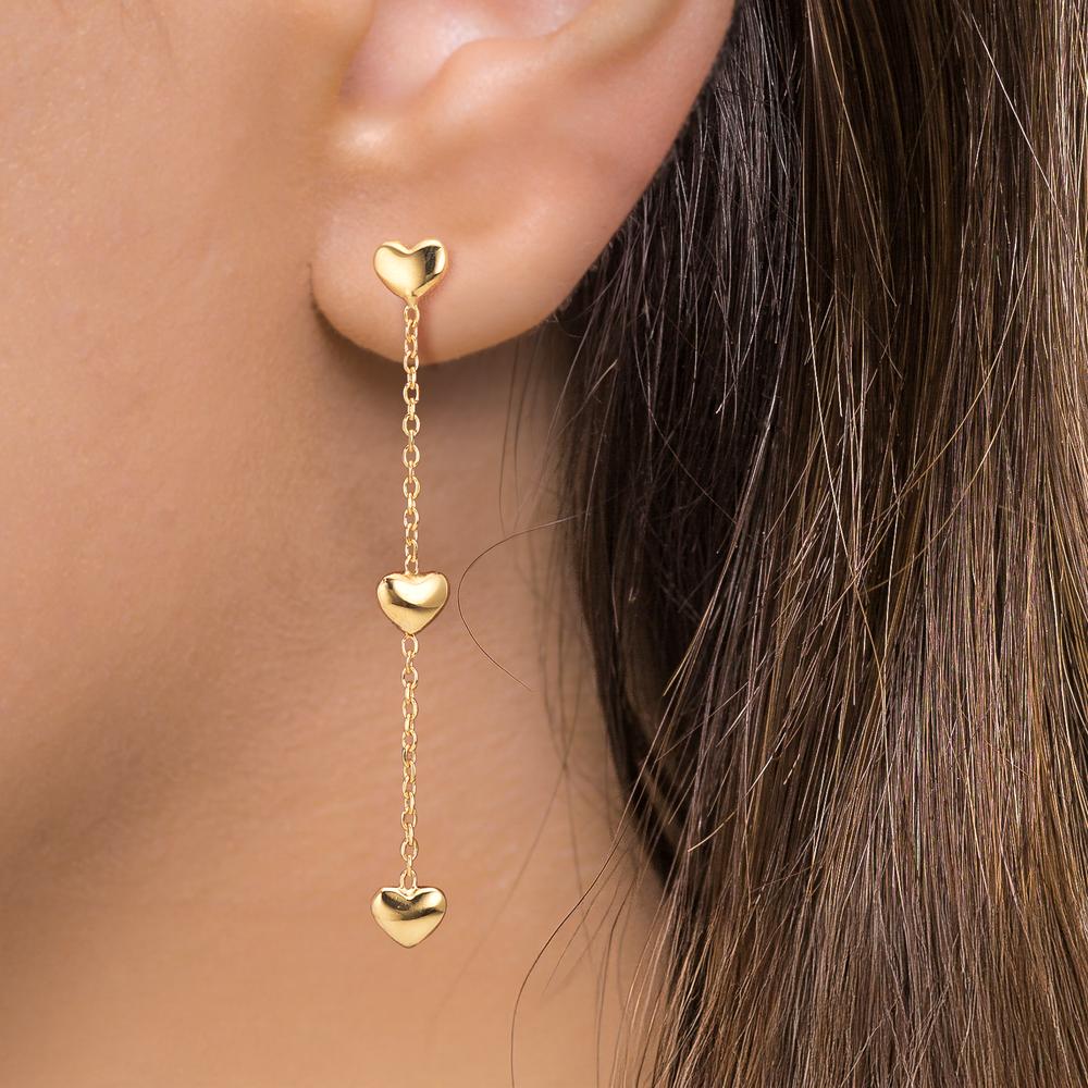 Pendant d'oreilles Argent jaune Plaqué or Coeur