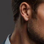 Clous d'oreilles Or blanc 9K Zircone 2 Pierres Ø2.9 mm