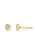 Clous d'oreilles Or jaune 9K Zircone 2 Pierres Ø5 mm