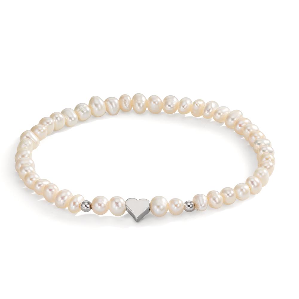 Bracelet Acier inoxydable perle d'eau douce 5-5.5 mm Coeur