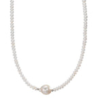 Collier Acier inoxydable perle d'eau douce, 4 mm 43 cm