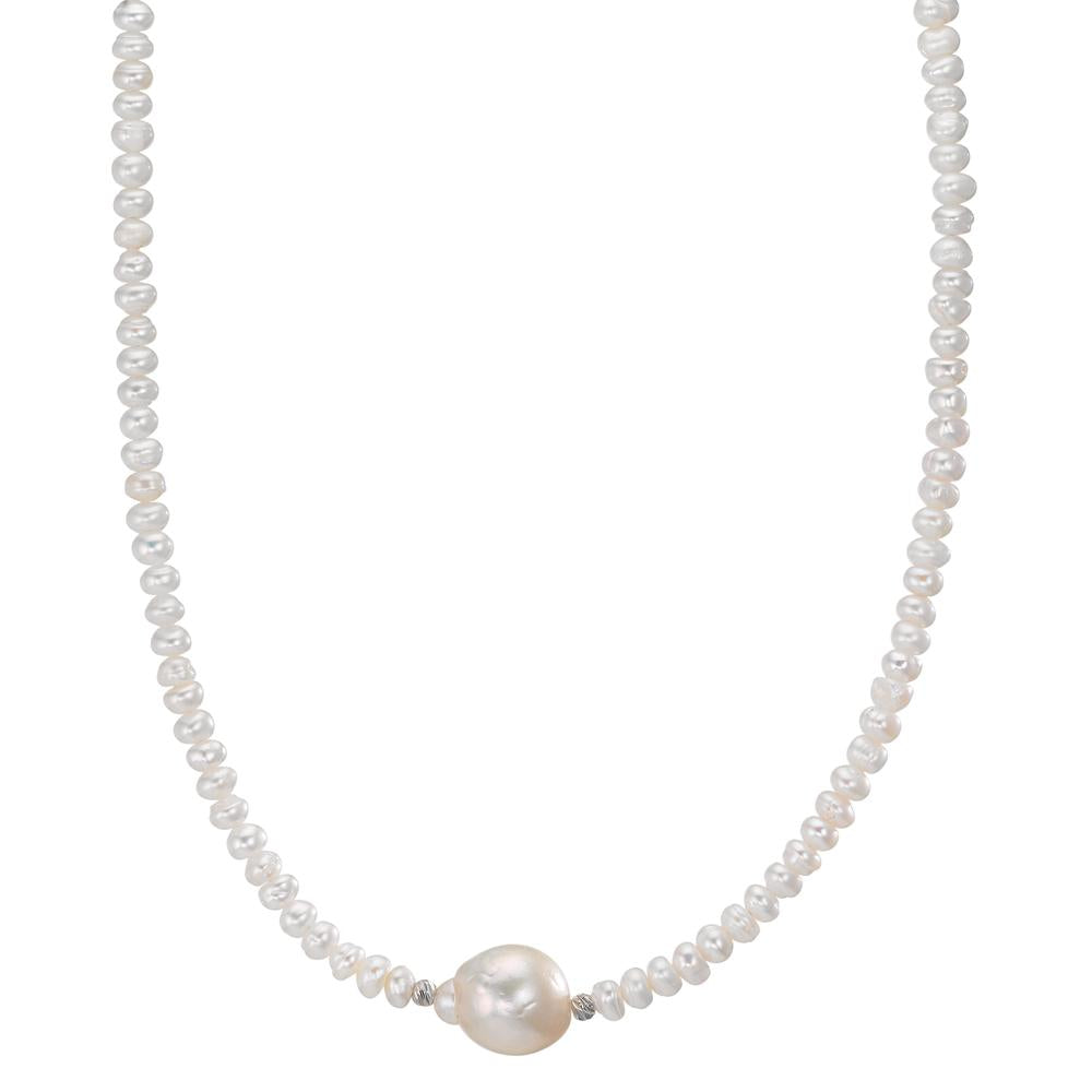 Collier Acier inoxydable perle d'eau douce, 4 mm 43 cm