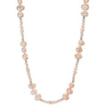 Collier Acier inoxydable Cristal rose perle d'eau douce rose 90 cm