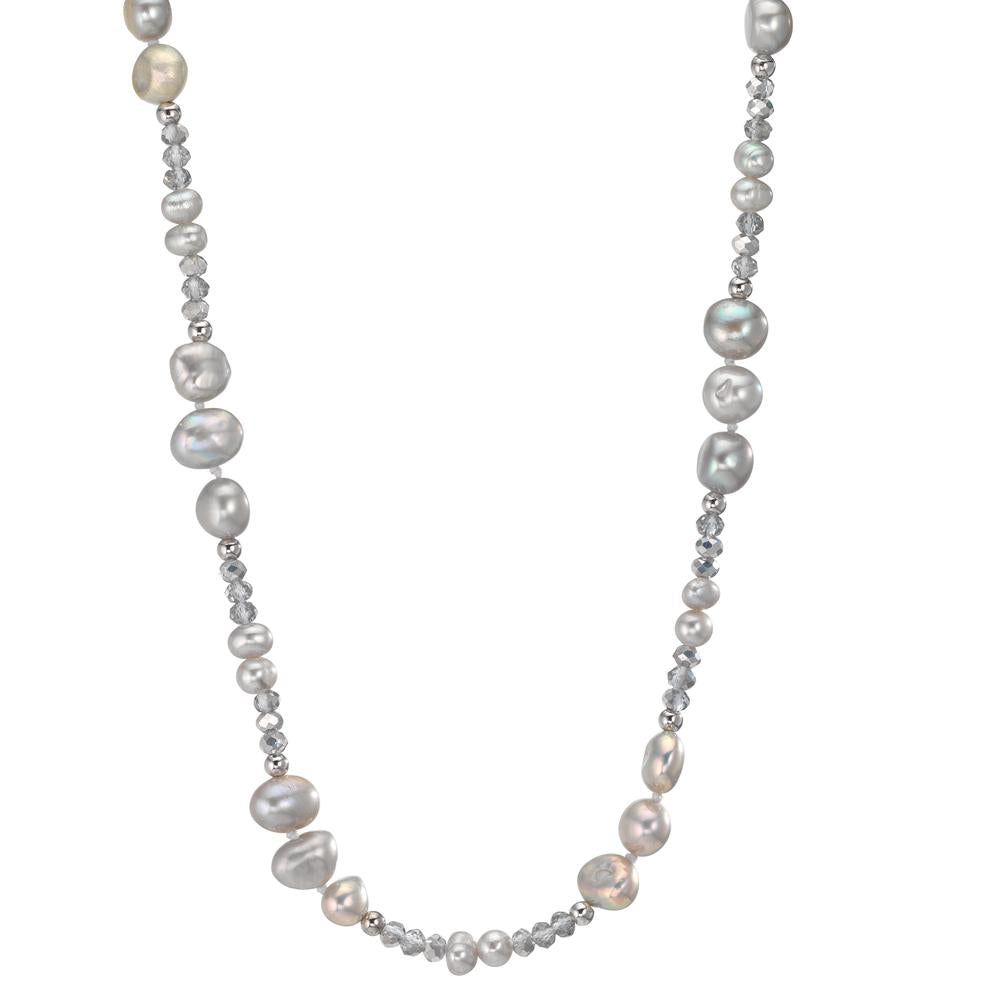 Collier Acier inoxydable Cristal gris perle d'eau douce gris 90 cm