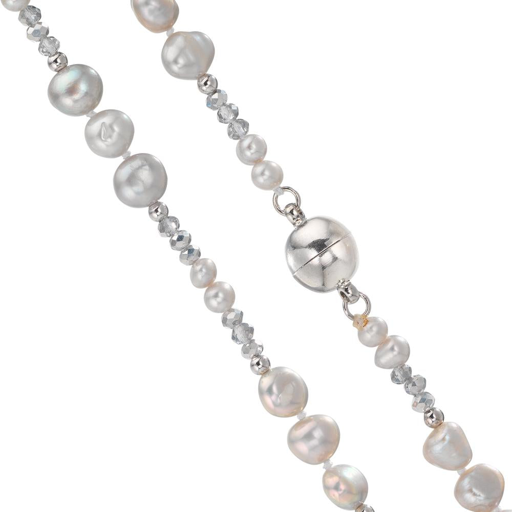 Collier Acier inoxydable Cristal gris perle d'eau douce gris 90 cm