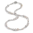 Collier Acier inoxydable Cristal argent perle d'eau douce argent 46 cm
