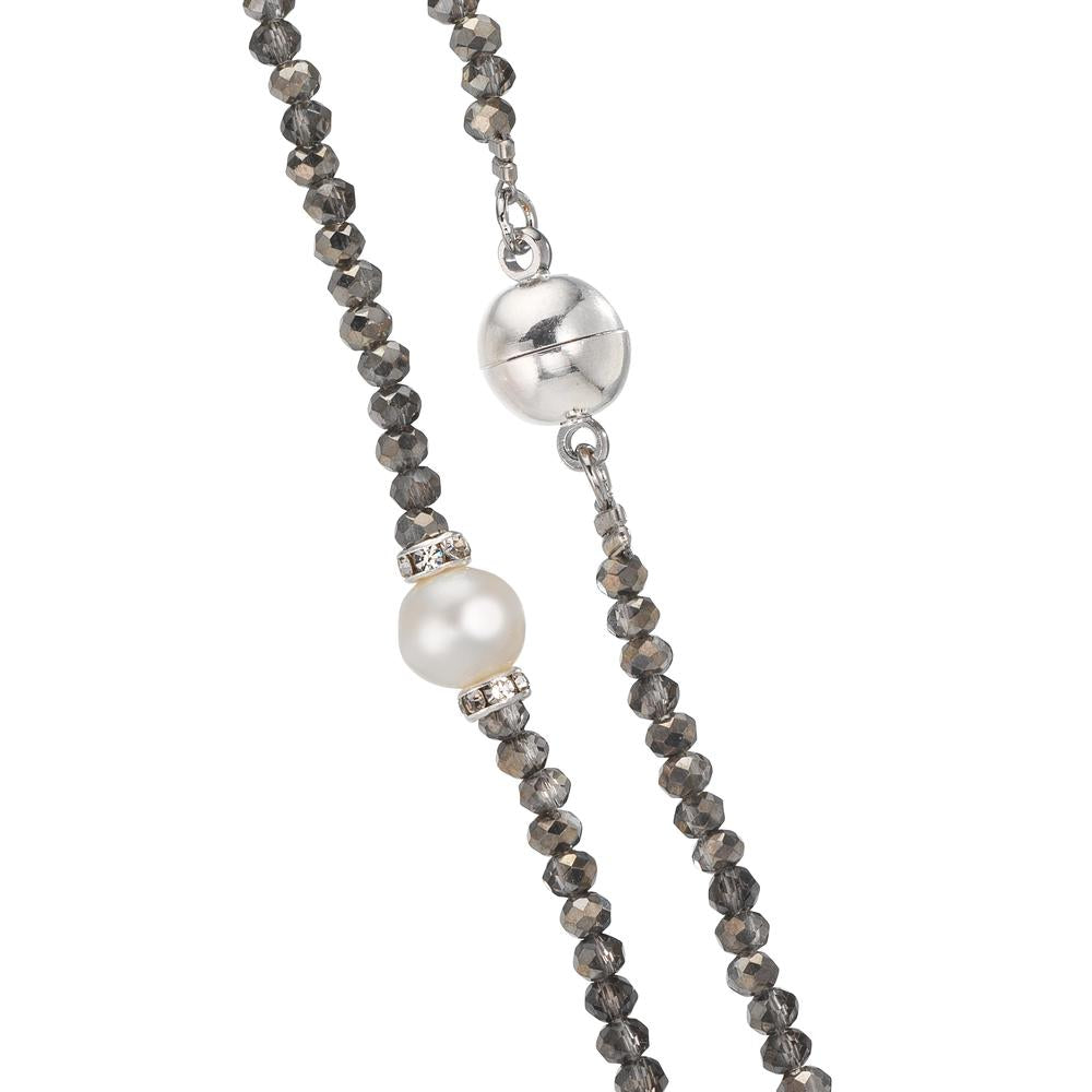 Collier Acier inoxydable Cristal gris perle d'eau douce 6.5-7 mm 43 cm