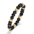 Bague Acier inoxydable Cristal noir, 3 mm jaune PVD