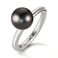 Bague Argent Rhodié perle de Tahiti 8-9 mm