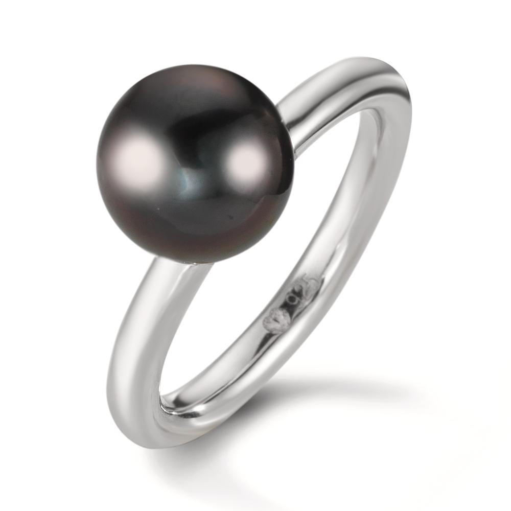 Bague Argent Rhodié perle de Tahiti 8-9 mm
