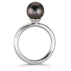 Bague Argent Rhodié perle de Tahiti 8-9 mm