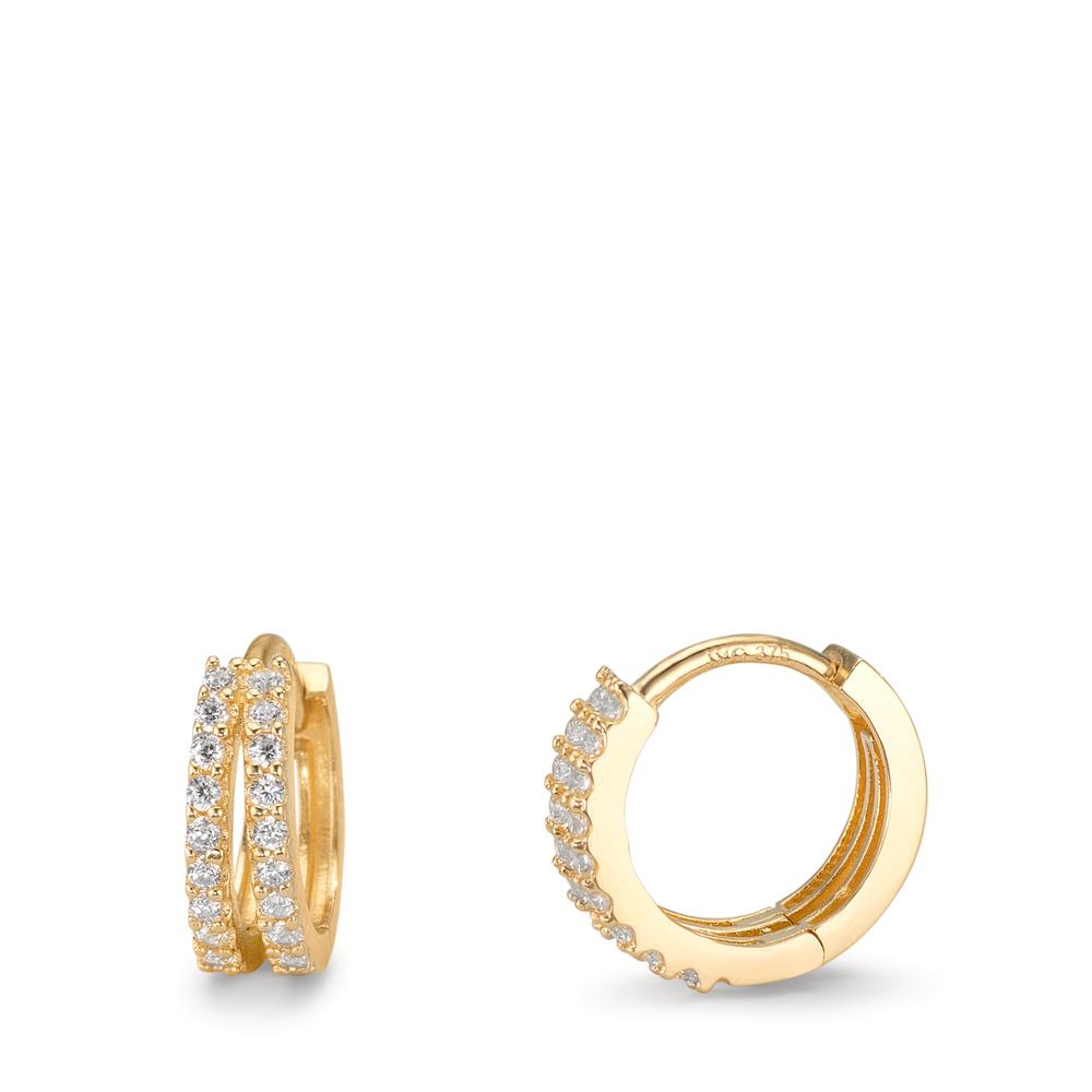 Créoles à charnières Or jaune 9K Zircone 36 Pierres