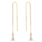 Boucles d'oreilles pendantes Or jaune 9K Zircone 4 Pierres