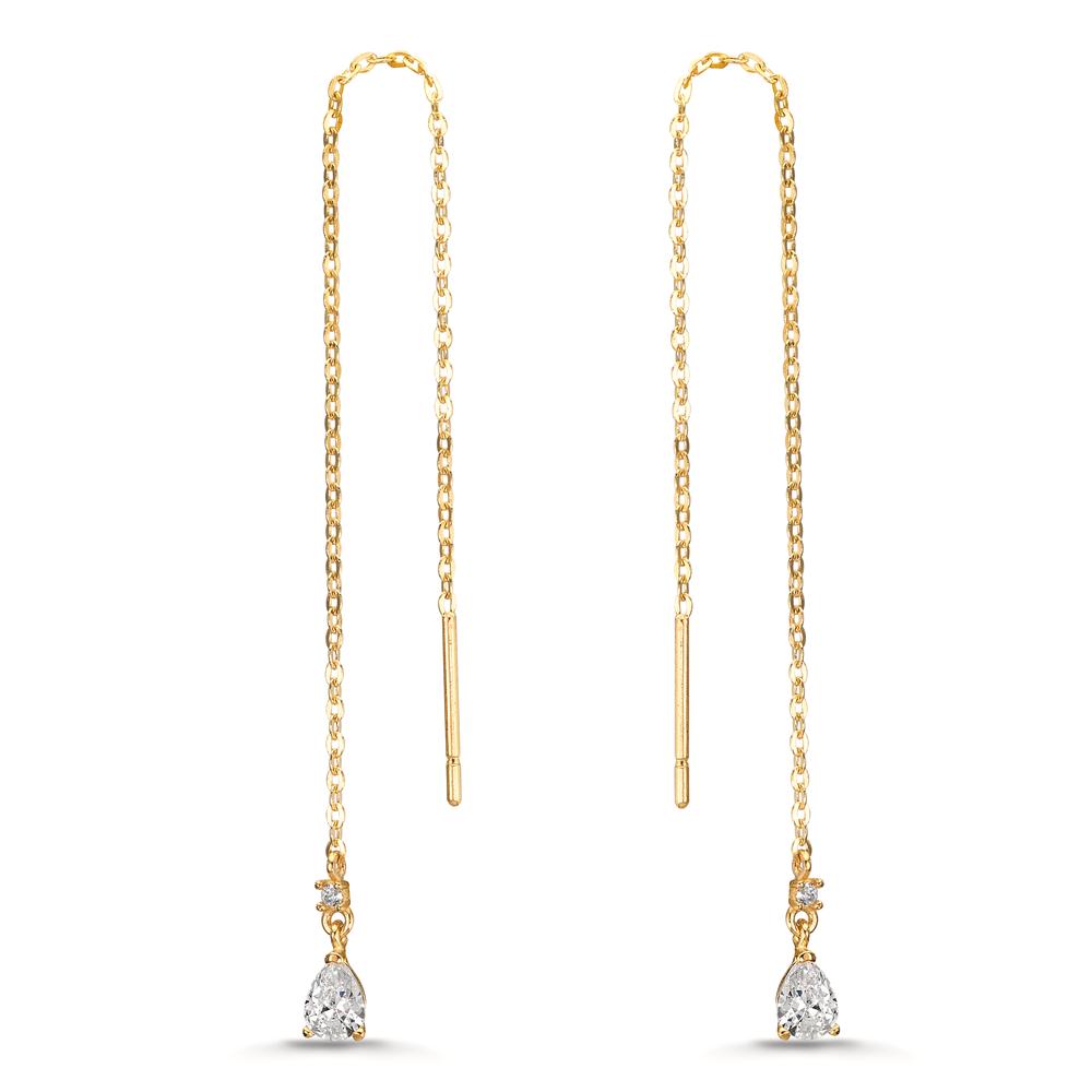 Boucles d'oreilles pendantes Or jaune 9K Zircone 4 Pierres
