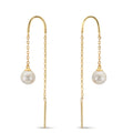 Boucles d'oreilles pendantes Or jaune 9K perle d'eau douce, 2 Perles 5-5.5 mm