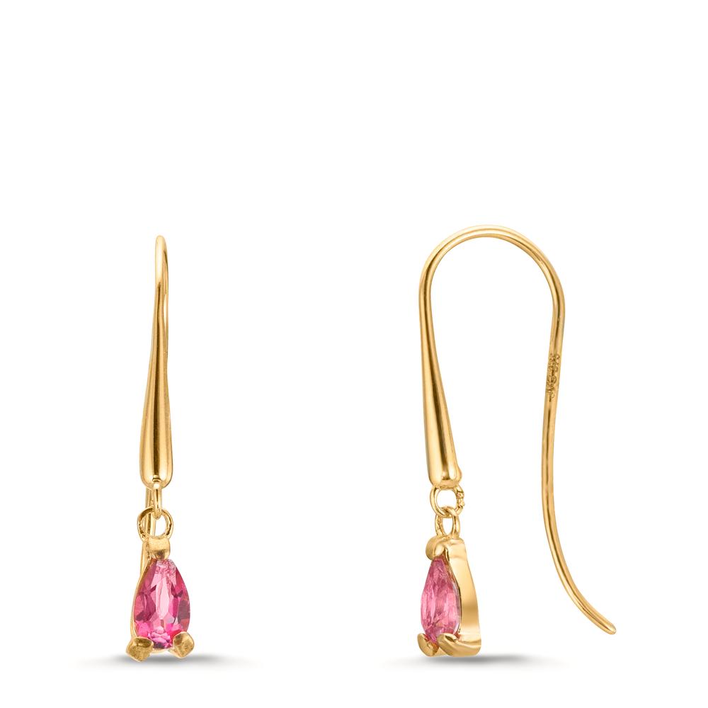 Pendant d'oreilles Or jaune 9K Topaze rose, 2 Pierres