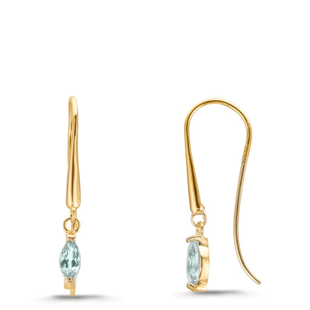 Pendant d'oreilles Or jaune 9K Topaze bleu clair, 2 Pierres
