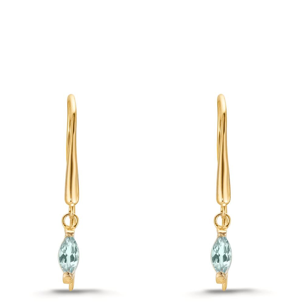 Pendant d'oreilles Or jaune 9K Topaze bleu clair, 2 Pierres