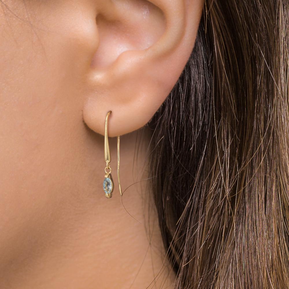 Pendant d'oreilles Or jaune 9K Topaze bleu clair, 2 Pierres