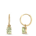 Créoles avec pendentif Or jaune 9K Améthyste vert, 2 Pierres