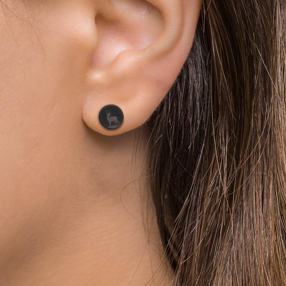 Clous d'oreille à l'unité Acier inoxydable noir PVD Cerf Ø8 mm