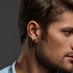 Clous d'oreille à l'unité Acier inoxydable noir PVD Edelweiss Ø8 mm