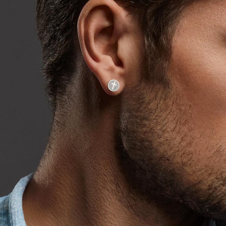 Clous d'oreille à l'unité Acier inoxydable Croix Ø8 mm