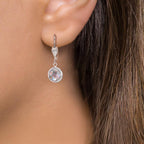 Pendant d'oreilles Antiallergique Zircone blanc, 2 Pierres, 8 mm