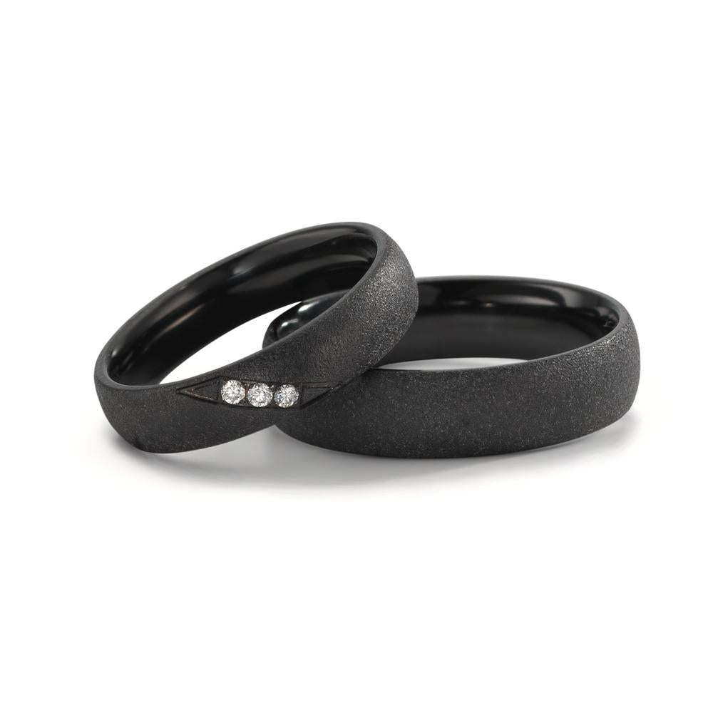 Partnerring Zirkonium Diamant 0.045 ct, 3 Steine, w-si