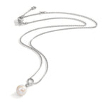 Collier Argent Rhodié perle d'eau douce 7.5-8 mm 38-42 cm