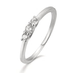 Bague Argent Zircone 3 Pierres Rhodié