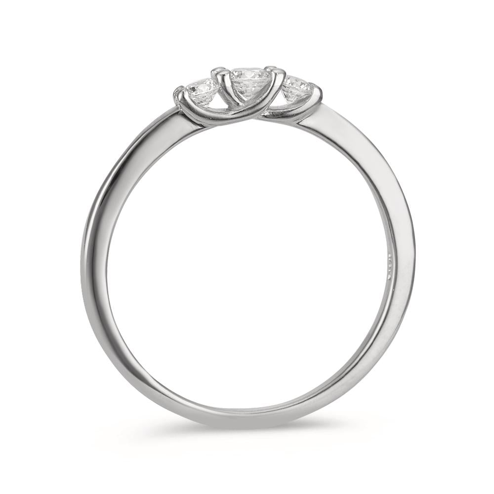 Bague Argent Zircone 3 Pierres Rhodié