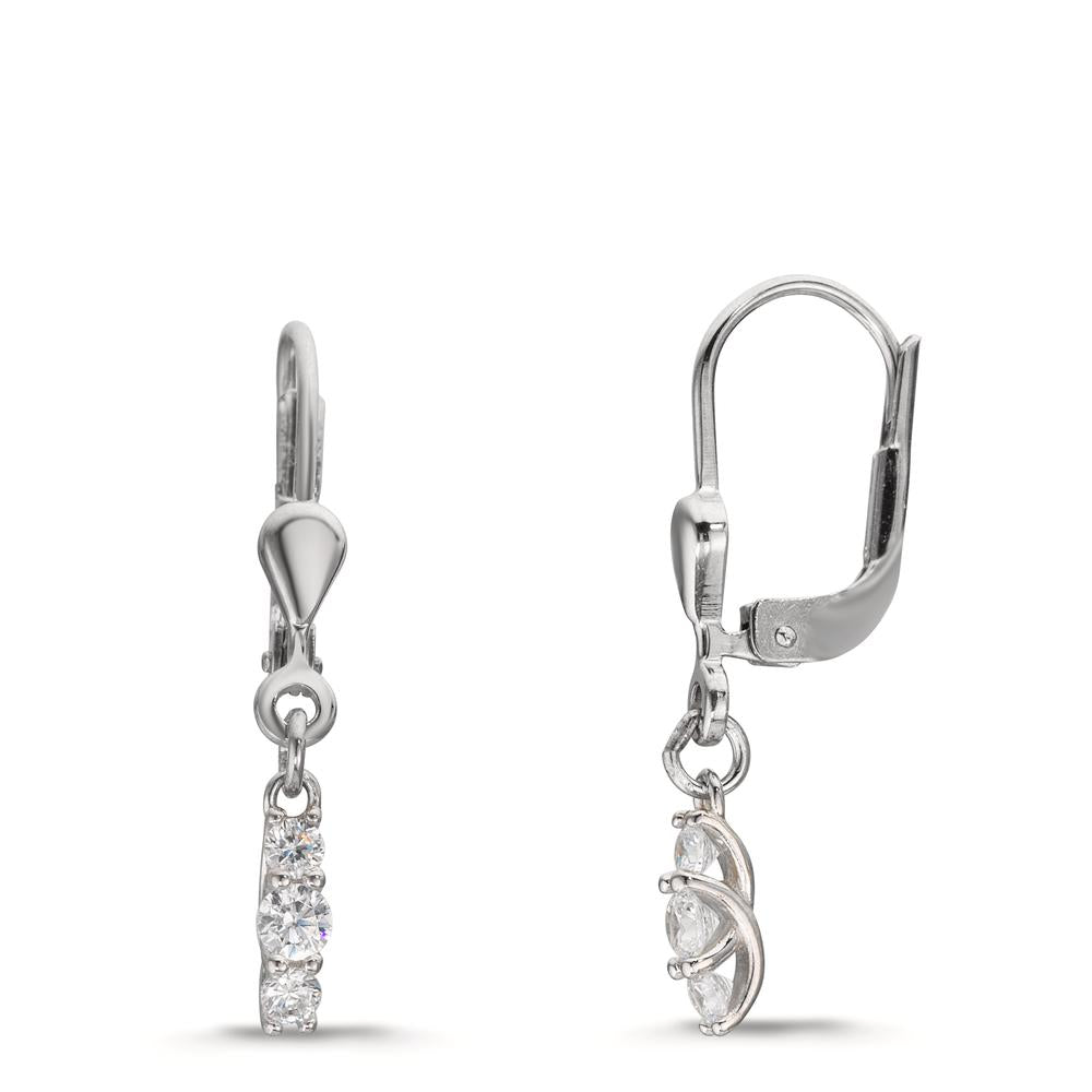 Pendant d'oreilles Argent Zircone 6 Pierres Rhodié