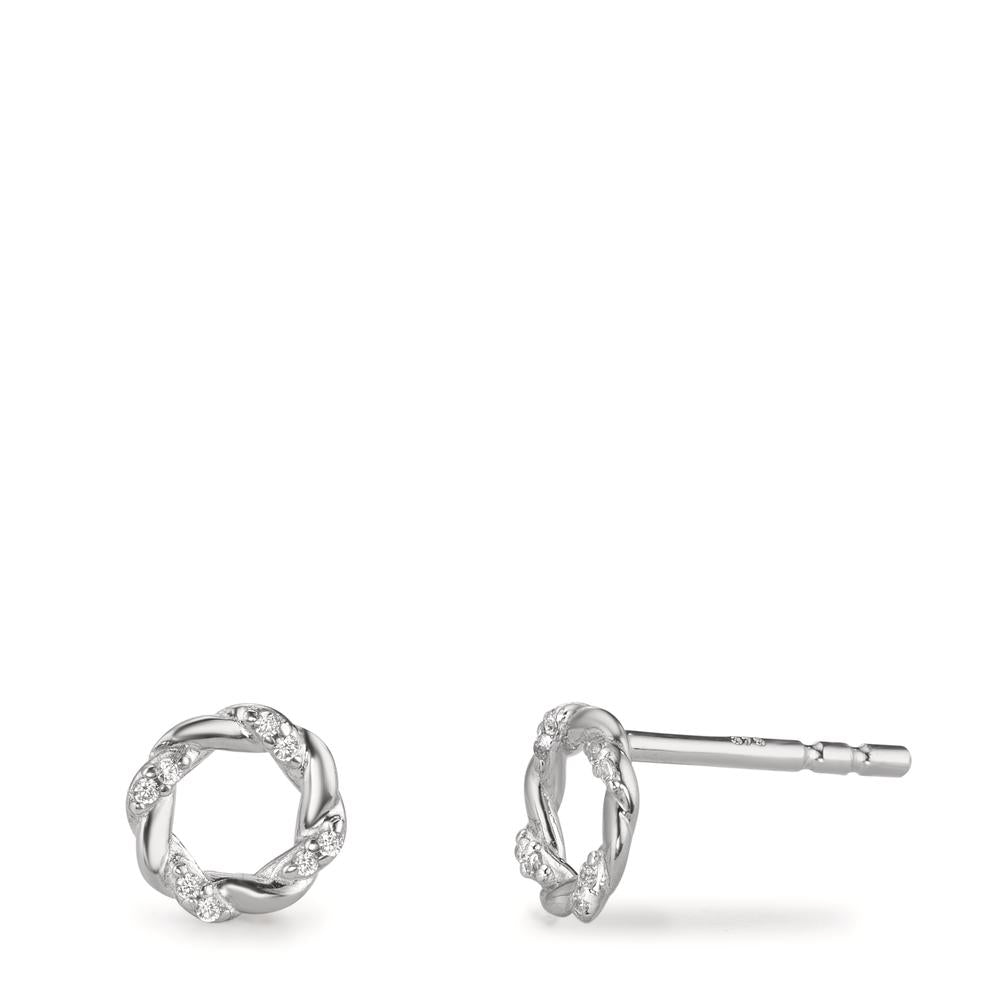 Clous d'oreilles Argent Zircone 16 Pierres Rhodié Ø6.5 mm