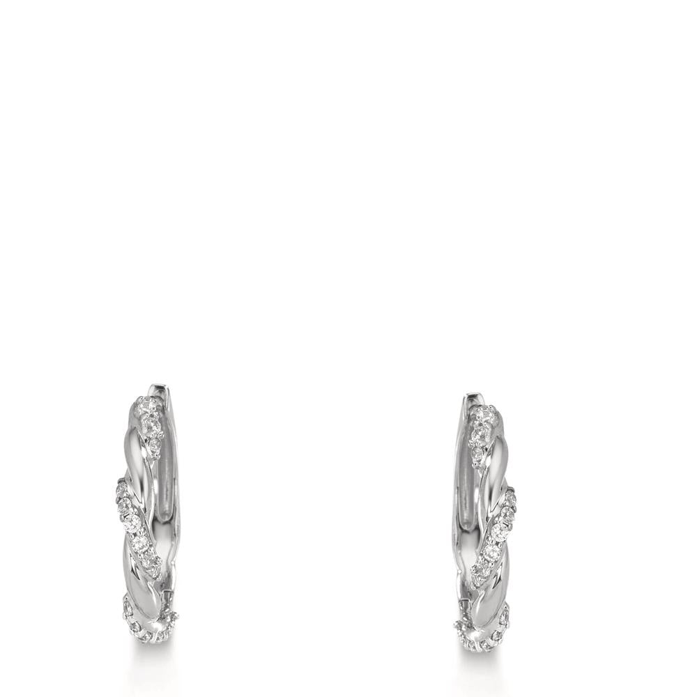 Créoles à charnières Argent Zircone 26 Pierres Rhodié