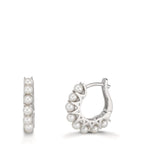 Créoles à charnières Argent Rhodié perle d'eau douce, 16 Perles, 2.5 mm