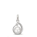 Pendentif Argent Zircone Rhodié perle d'eau douce, 6 mm