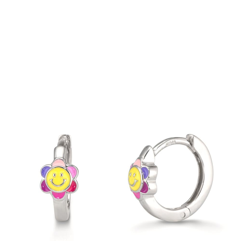 Klappcreolen Silber rhodiniert Smiley