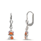 Pendant d'oreilles Argent Zircone 6 Pierres Rhodié Renard