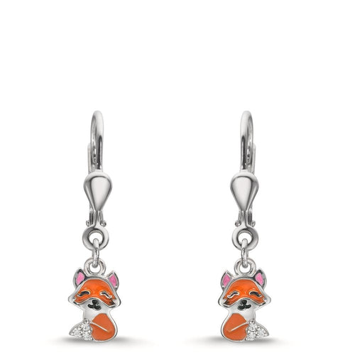 Pendant d'oreilles Argent Zircone 6 Pierres Rhodié Renard
