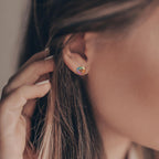 Clous d'oreilles Argent Zircone arc-en-ciel Rhodié Coeur Ø6 mm