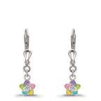 Pendant d'oreilles Argent Zircone 2 Pierres Rhodié