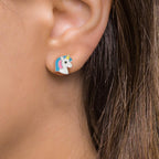 Clous d'oreilles Argent Rhodié Licorne