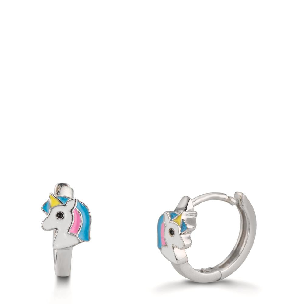 Créoles à charnières Argent Rhodié Licorne