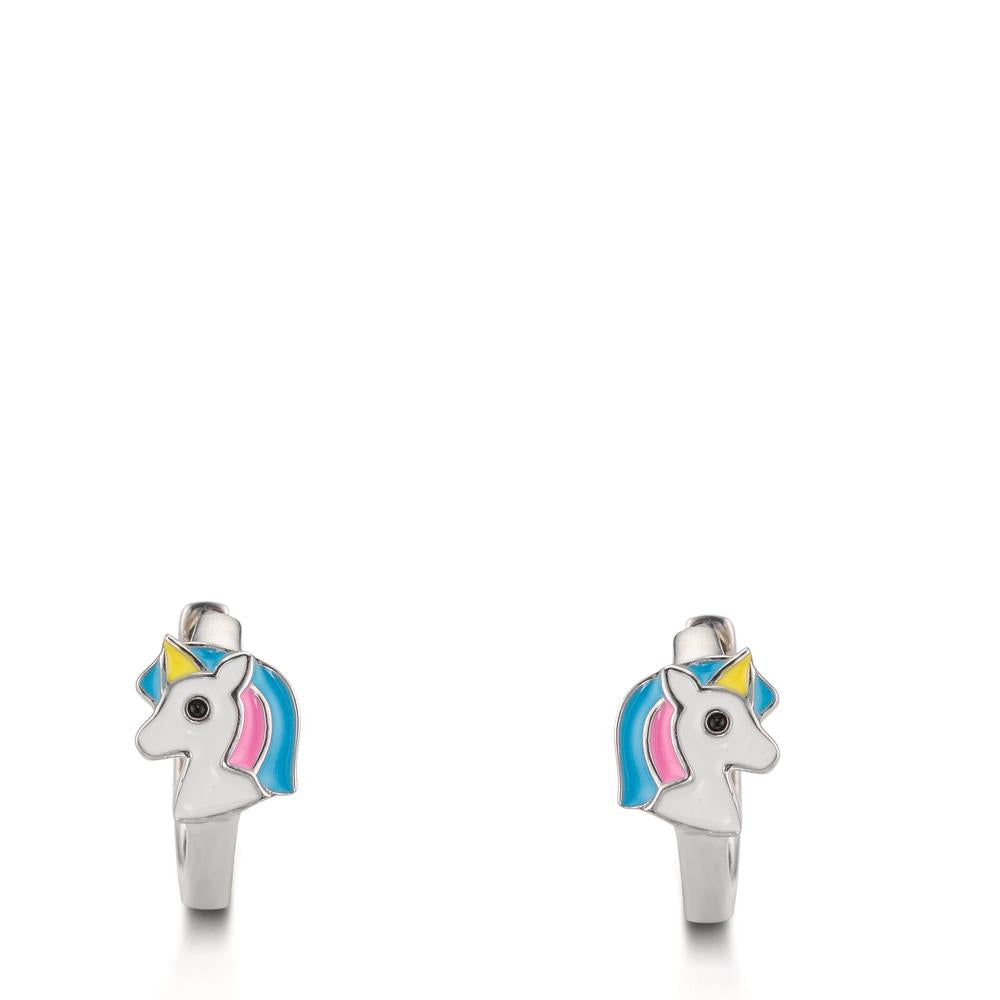 Créoles à charnières Argent Rhodié Licorne