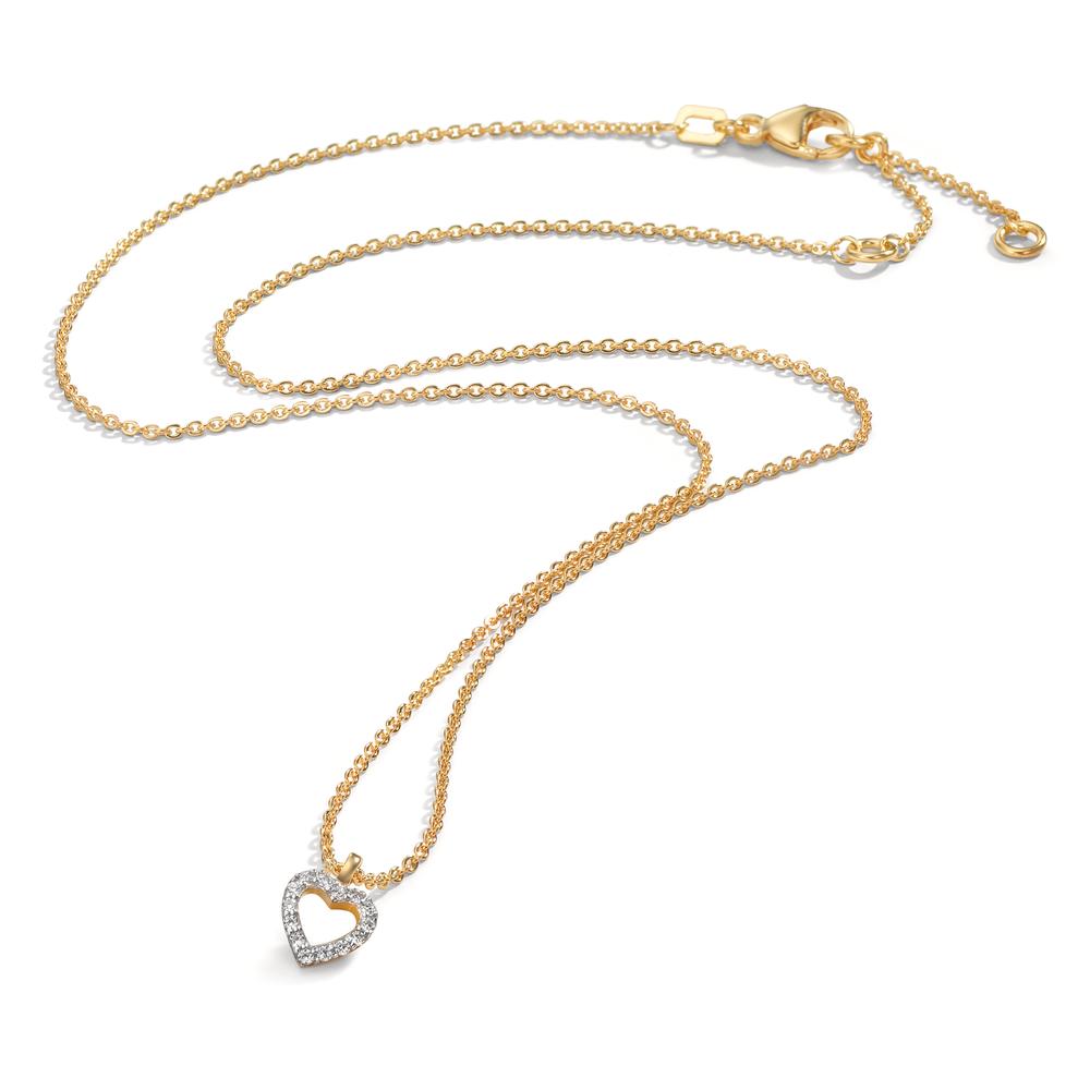 Collier Or jaune 9K Zircone Coeur 38-42 cm