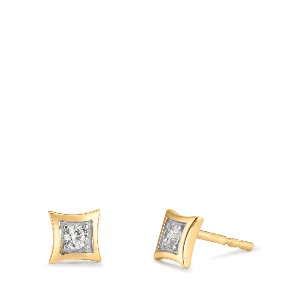 Clous d'oreilles Or jaune 9K Zircone 2 Pierres